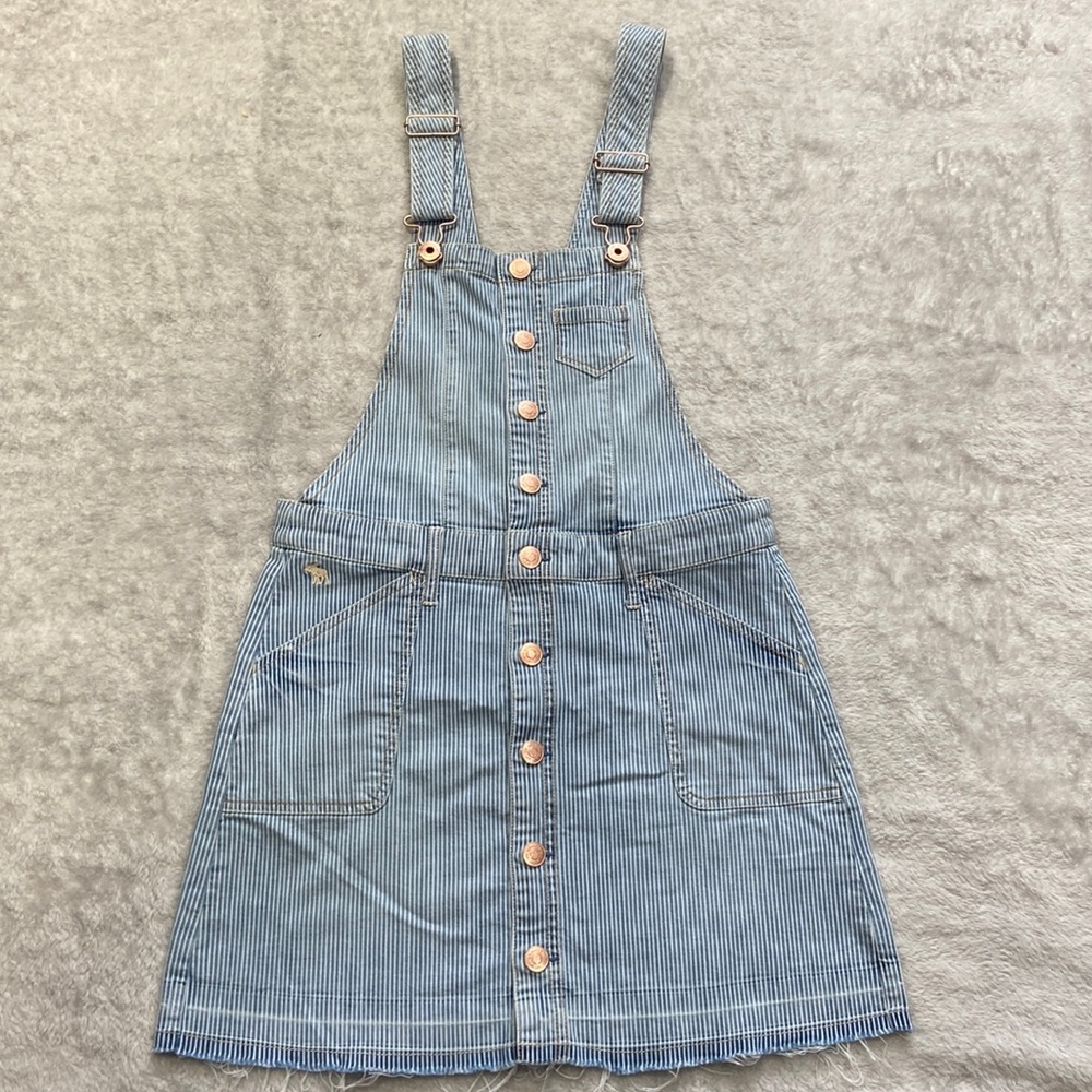 Abercrombie kids size 13/14 overall style jean dress distressed bottom